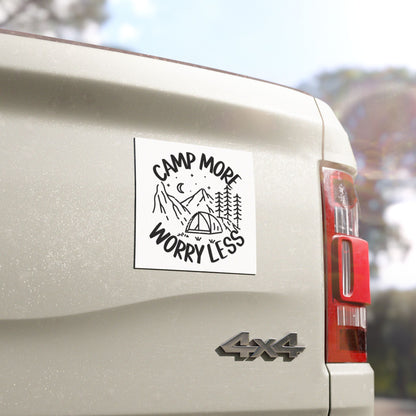 Camp More, Worry Less Car Magnet